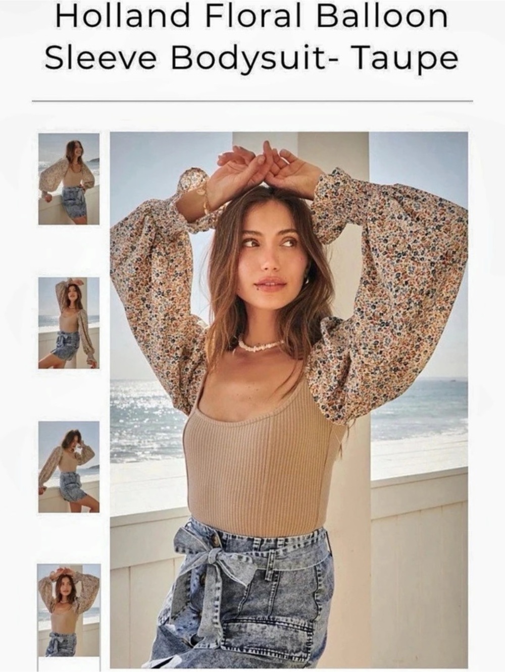 Holland Floral Balloon Sleeve Bodysuit Floral Balloon Sleeve Bodysuit